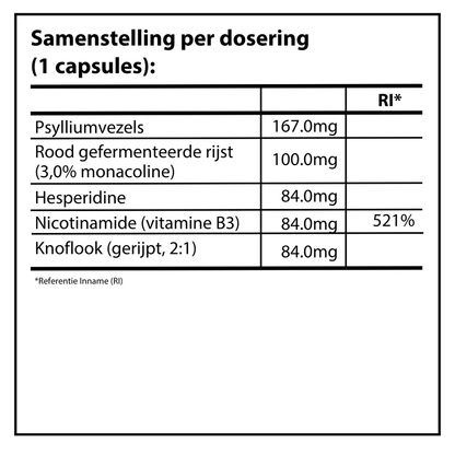 Nutrifoodz Cholesterol Support | Psyllium, Rode Gist Rijst & Hesperidine