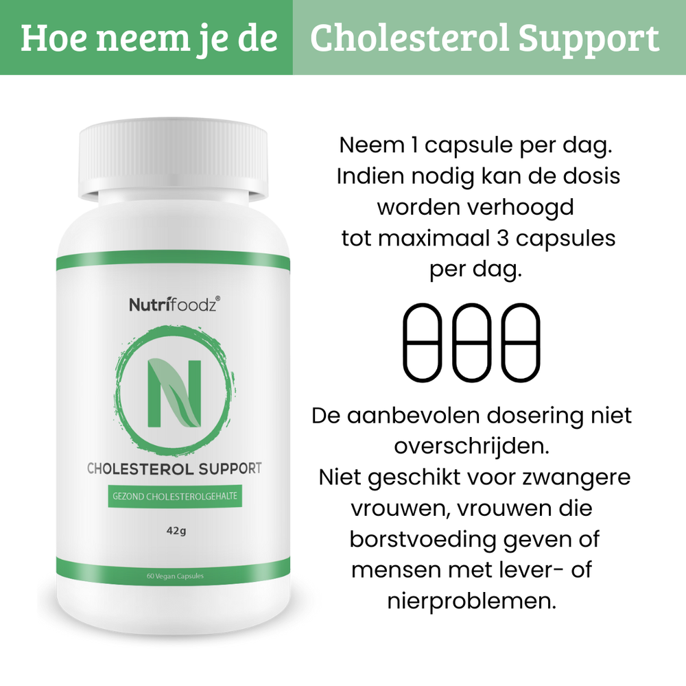 Nutrifoodz Cholesterol Support | Psyllium, Rode Gist Rijst & Hesperidine
