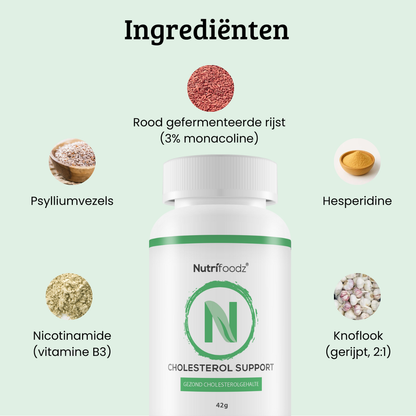 Nutrifoodz Cholesterol Support | Psyllium, Rode Gist Rijst & Hesperidine